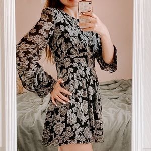Bethany Mota Black Floral ROMPER Peter Pan Collar